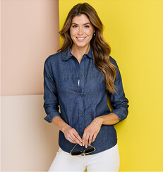 Frill Edge Collar Denim Shirt - LN442
